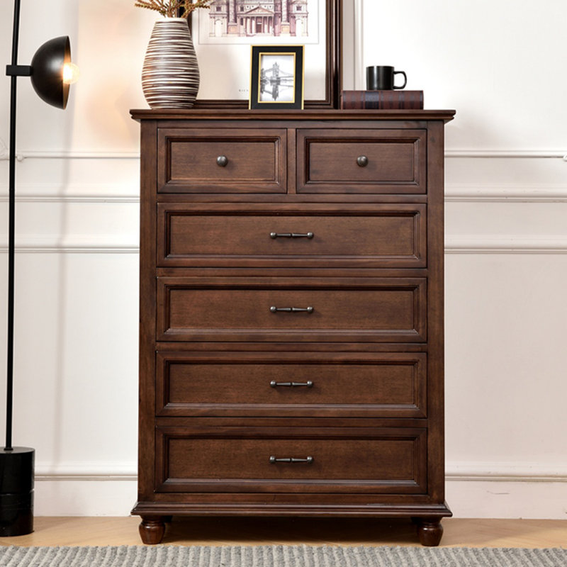 Retro Style Walnut Entrance Cabinet Solid Wood Accent Chest