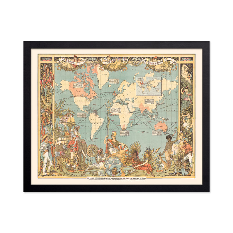 Carte de la fédération impériale du monde, H 12 po x l 16 po, Affiche, Cadre noir