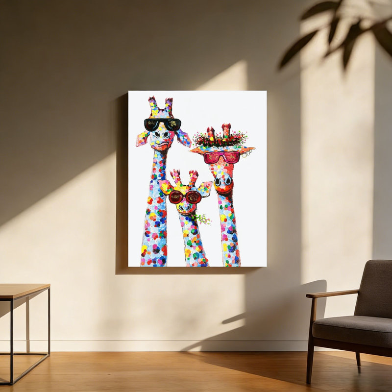 Famille de girafes, art mural à dos en bois 20 x 30 pouces