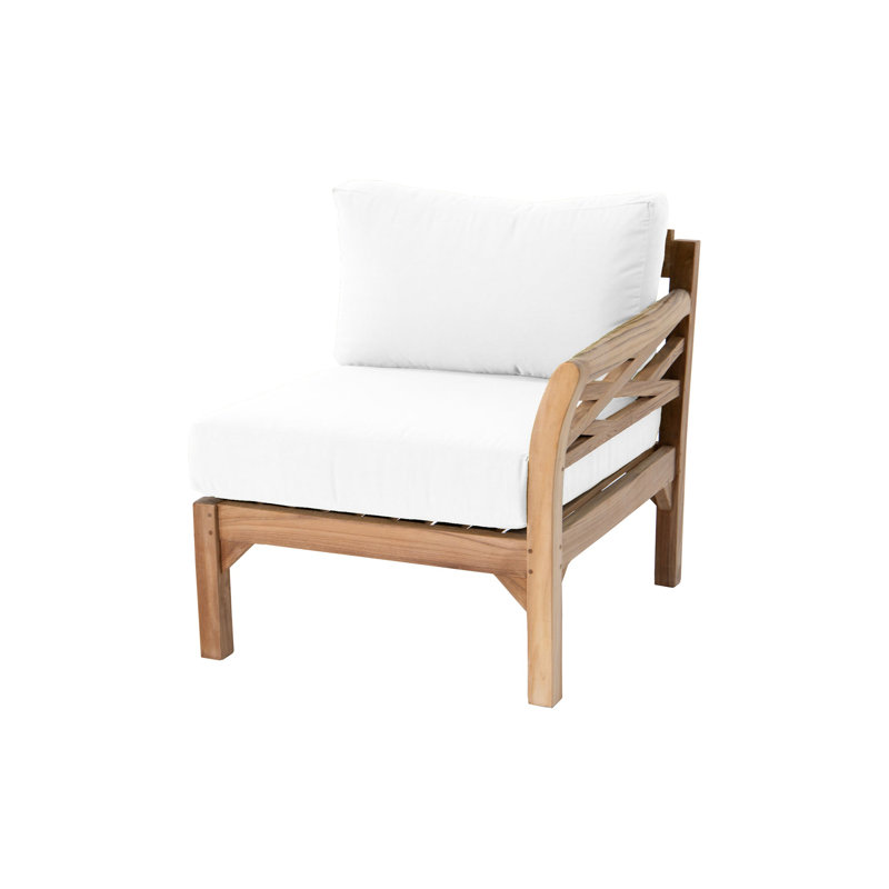 Chaise longue d'extérieur en teck avec coussins Sunbrella Monterey, Blanc