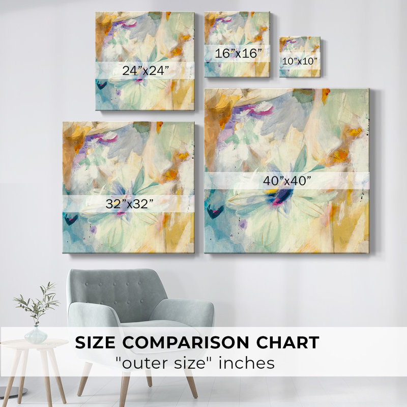 Mélange de fleurs bleues II - peinture sur toile tendue, H 8 po x l 8 po x P 1,5 po