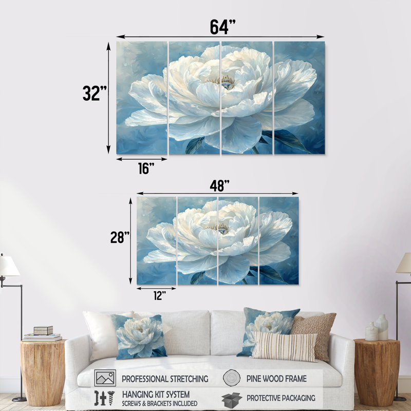 Evelyn - Poppies Wall Art - ensemble d'art mural traditionnel, H 28 po x l 48 po, 4