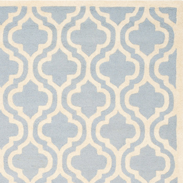 Hand-tufted Cambridge Square Wool Rug in Light Blue and Ivory