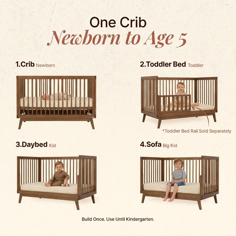 Soho 3-in-1 Convertible Crib, Walnut