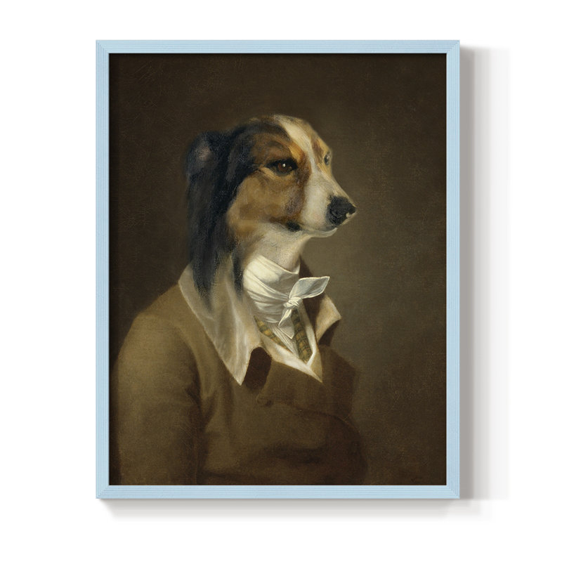 Sir Hound Framed Print - Solid Wood, Blue, 11" H x 9" W