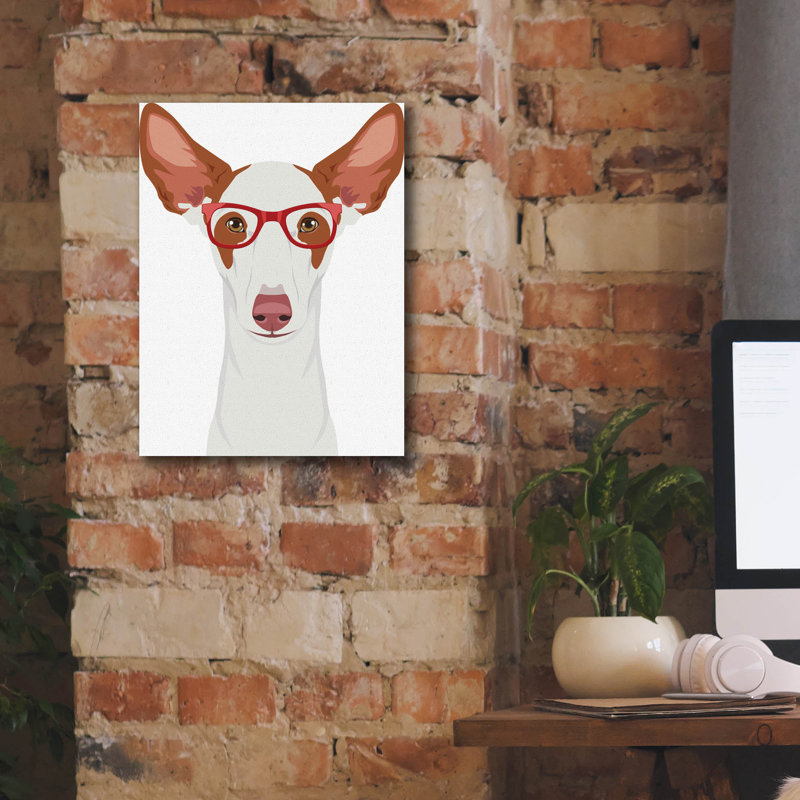 «Ibizan Hound Porter Hipster Glasses» par Furbaby Affiliates, art mural sur toile, H 16 po x l 12 po x P 0,75 po