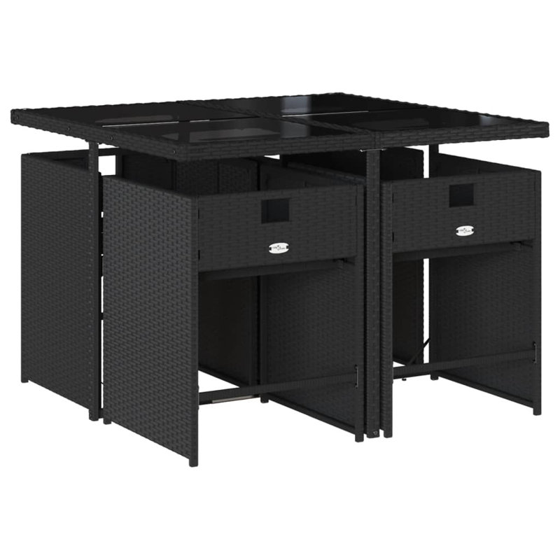 Ensemble repas de patio 5 pièces avec coussins en polyester Latitude Run®, Blanc, Noir, 4