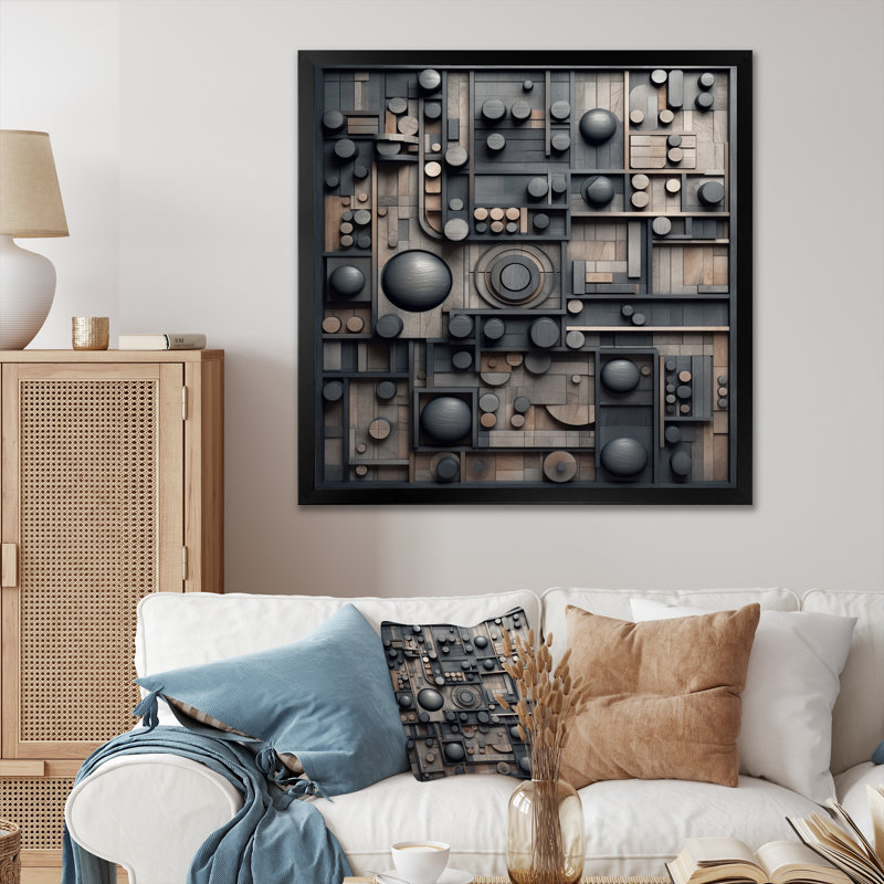 Cubic Geometric Dreams II sur impression sur toile, H 30 po x l 30 po x P 1 po, Cadre simple noir