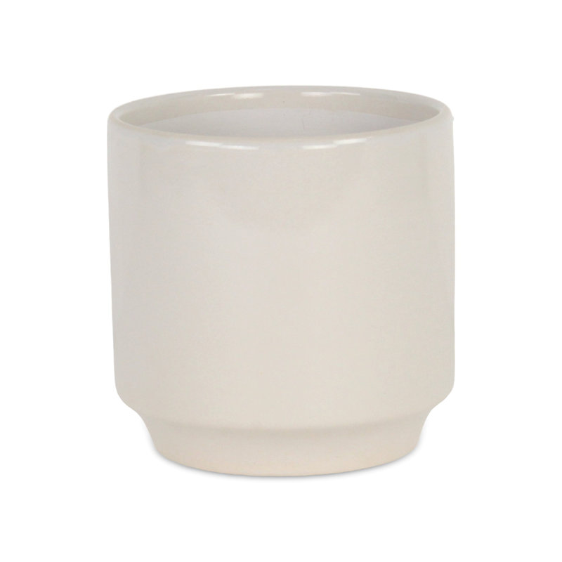 Handmade Ceramic Pot Planter, White, 5.75" H x 5.75" W x 5.75" H