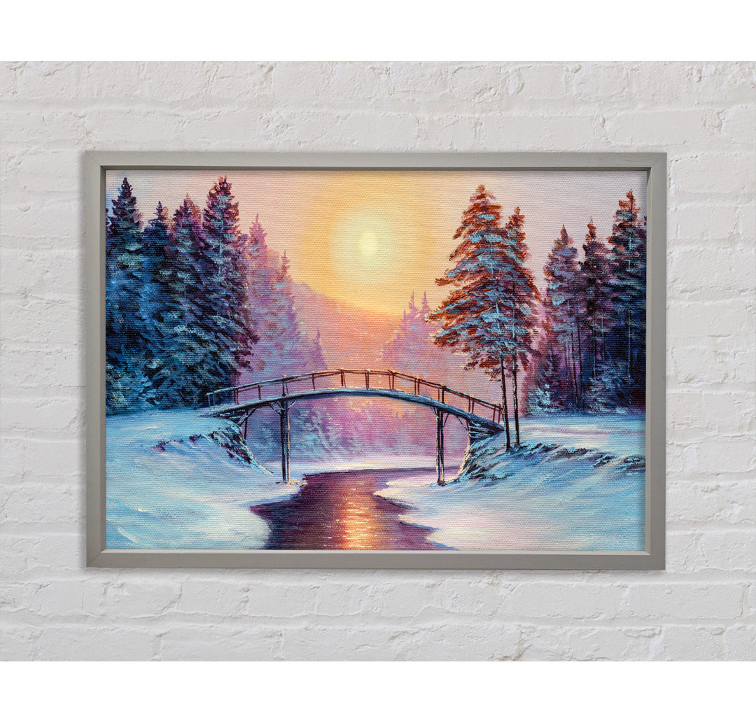 Bridge Across the Winter Scene - Einzelbildrahmen Kunstdrucke auf Leinwand