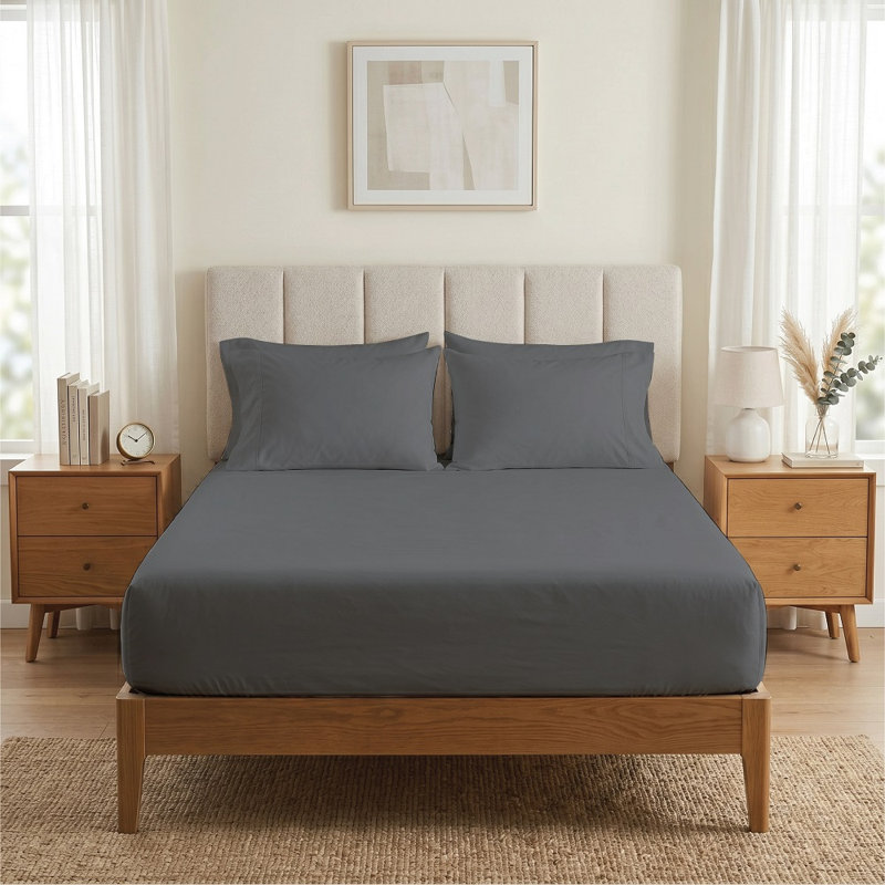 Eemeli Microfiber 30cm Deep Fitted Sheet, Dark Grey, Double (4'6)