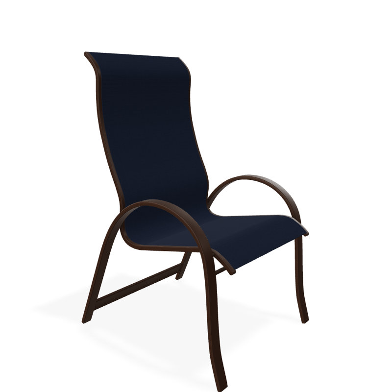 Chaise de patio empilable Hirotaka Supreme, Bleu marine 13D Sunbrella®, Kona texturé