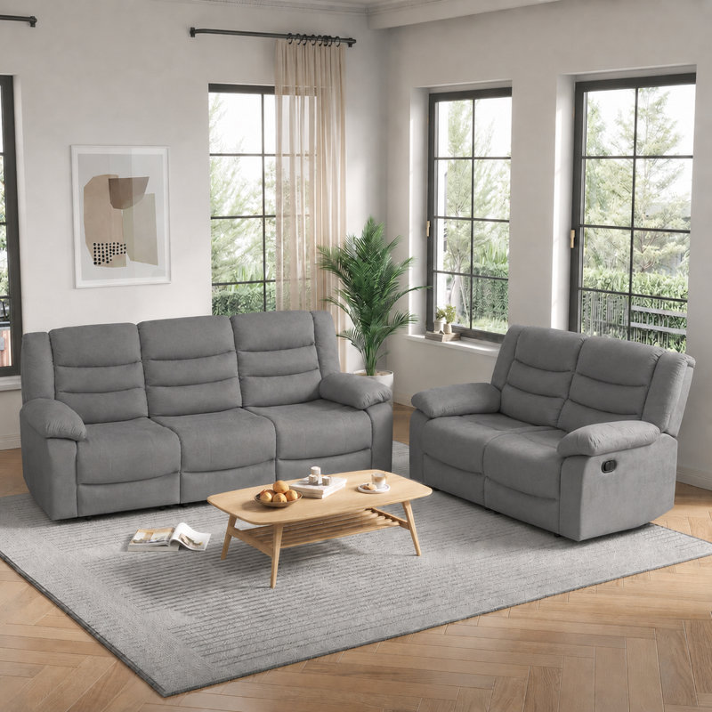Causeuse inclinable 2 pièces avec porte-gobelets, Gris