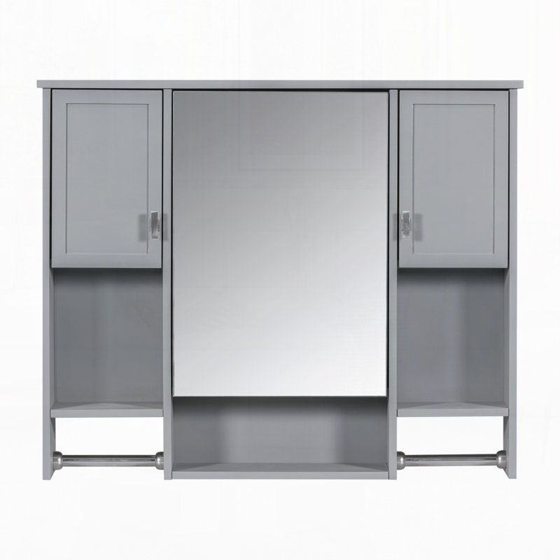 Armoire murale de salle de bain moderne avec miroir 35 po x 28 po, Gris