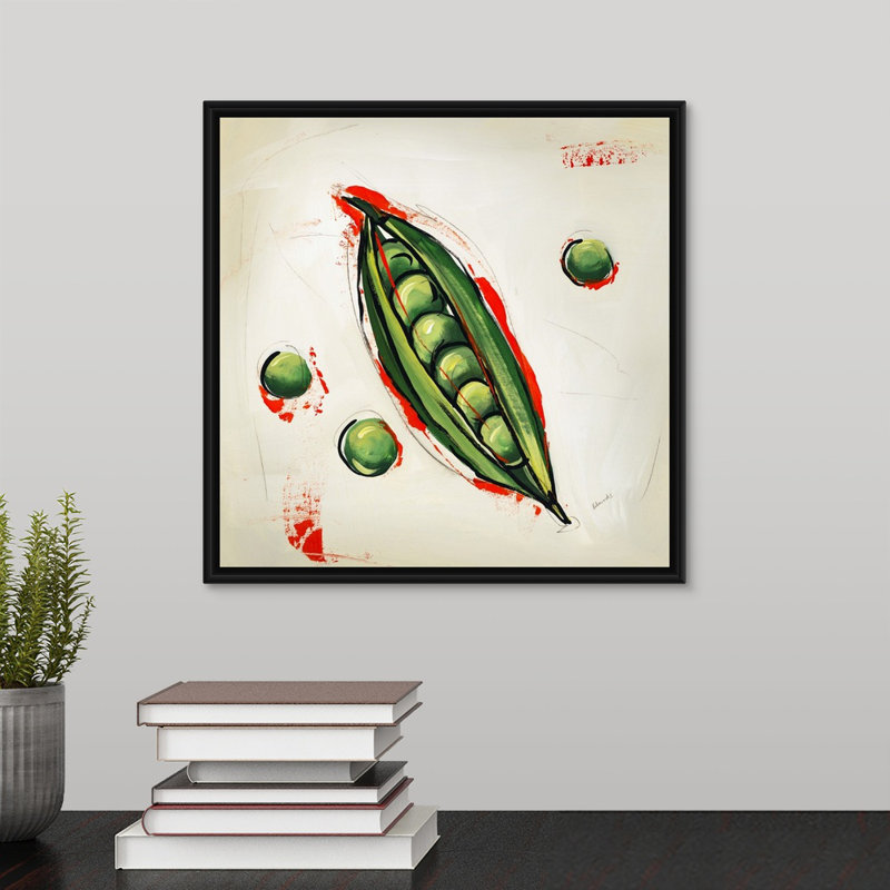 « picnic party i », peinture sur toile, H 13,7 po x l 13,7 po x p 1,75 po, Cadre flottant noir