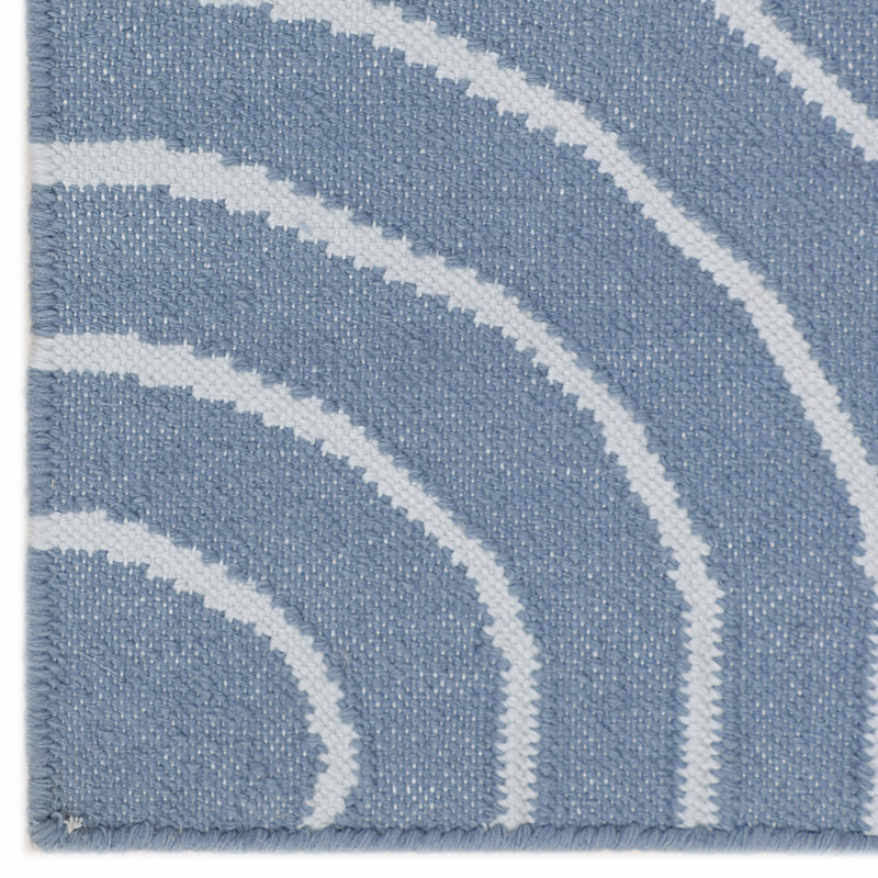 Ziggy Geometric Area Rug in Deep Ocean Blue, Rectangle 12' x 15'