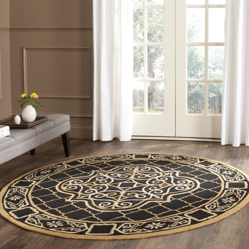 Gresham Palace Hand Hooked Performance Geometric Rug, Round 8'