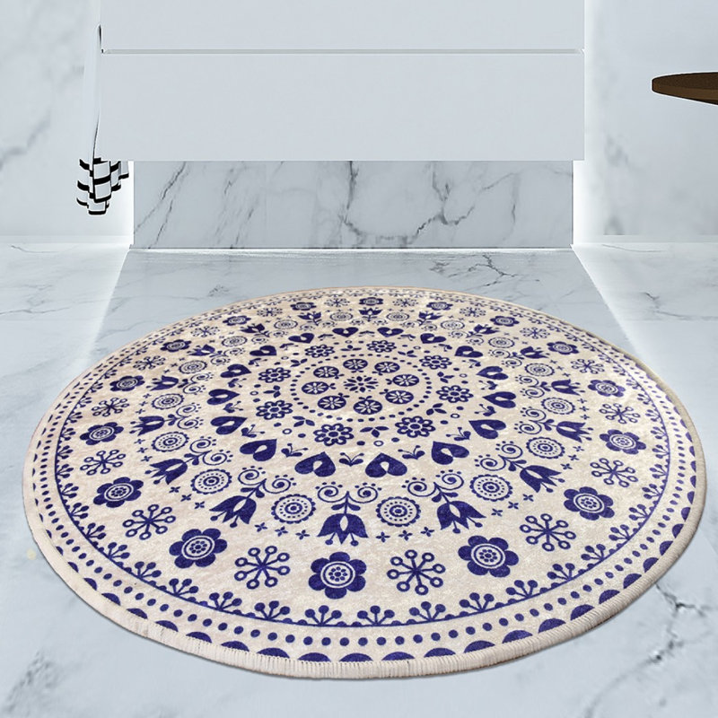 Antibacterial Non-Slip Bathmat, 39.4 Inches Diameter, 100% Polyester, 0.4 Inch Pile Height, 700 g/m² | Machine Washable, Easy Care | Ideal for Bathroom, Shower, and Spa Use, Soft and Durable Design