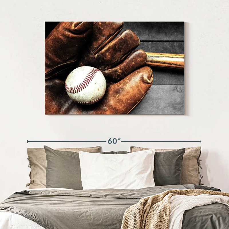 Baseball Mitt sur impression sur toile, H 32 po x l 48 po x P 1,25 po