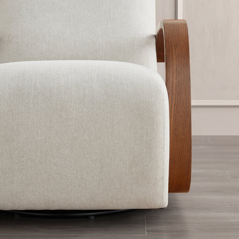 Fauteuil Winham Brehana, Tissage performant en lin délavé, Foyer de noyer