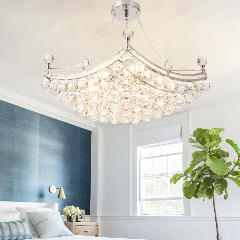 8 Light Dimmable Unique Crystal Chandelier With Chorm Finsh