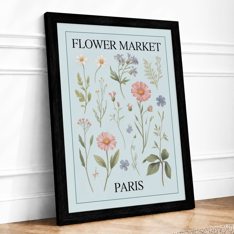 Flower Market Paris Botanical - Framed Print, A3 - 42.0 x 29.7 cm, Black