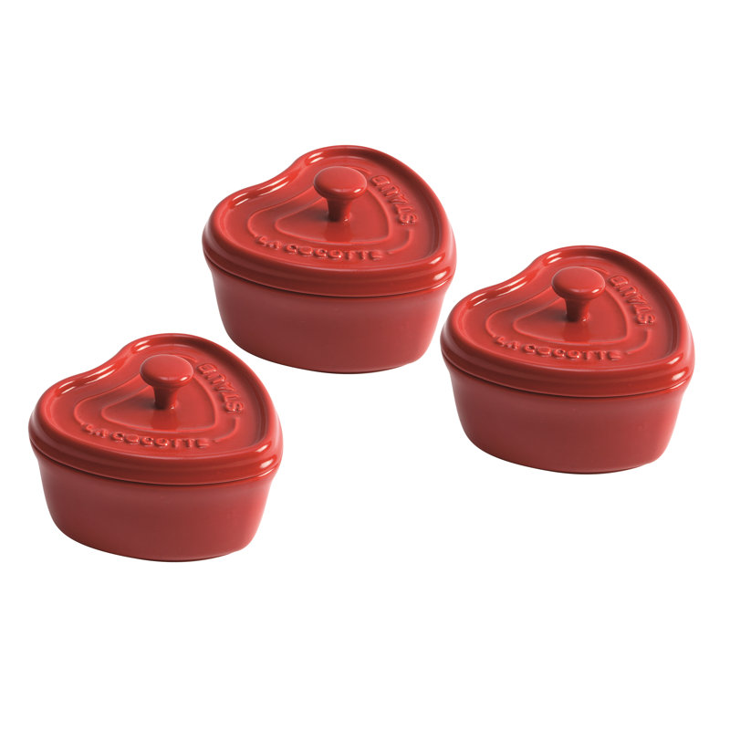 Staub Ceramic 3-piece Mini Heart Cocotte Set