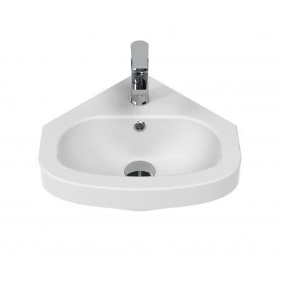 WS Bath Collections Basic 17.9'' Ceramic Corner Bathroom Sink with Overflow