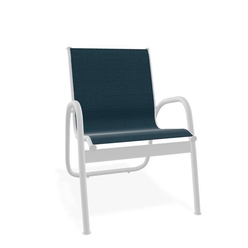 Fauteuil de patio Gardenella, Blanc texturé, Sunbrella® bleu sarcelle