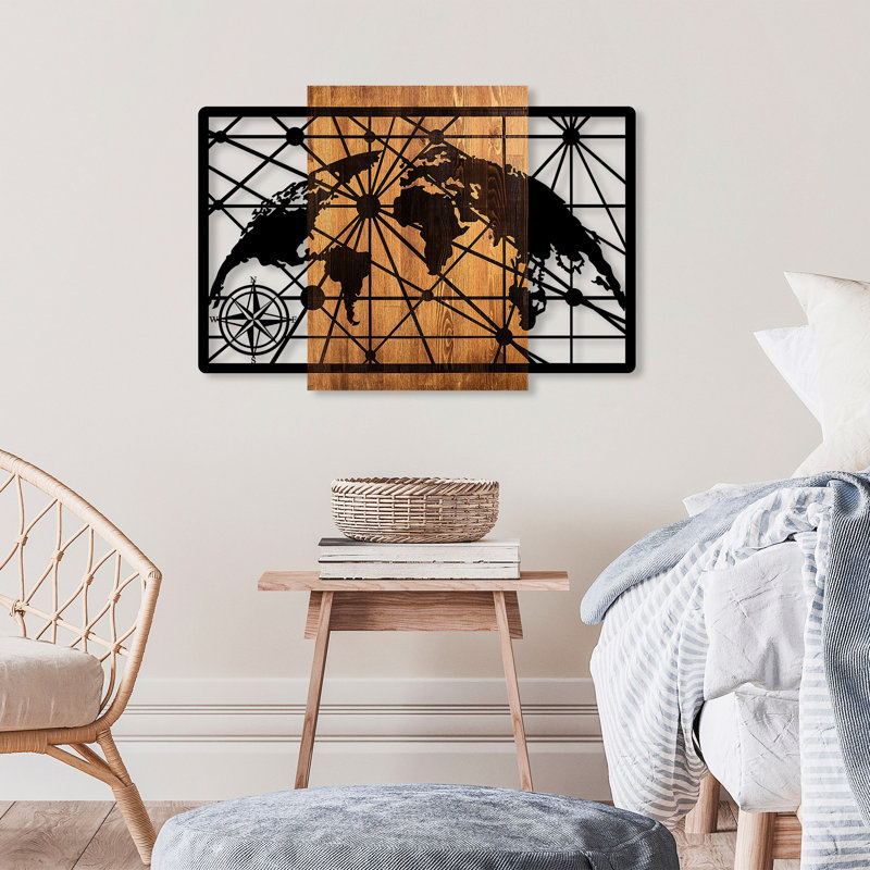 Elegant Wooden Wall Accessory, 27.6 x 39.0 inches | 100% Solid Wood (Walnut Finish) & Sturdy Metal Frame (0.06 inches Thick) | Unique Textures & Colors, Perfect for Home Décor & Stylish Wall Art