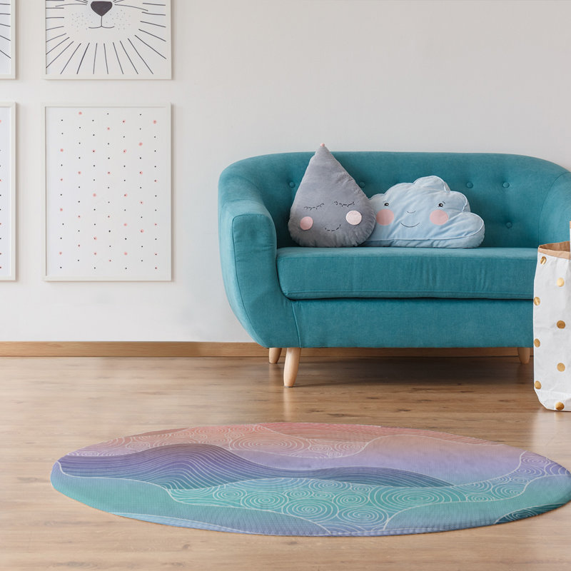 Chenille Abstract Indoor Rug, Round 5'