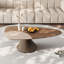 Table basse 47,26 po en bois et cuir de selle, grande table centrale avec base en acier au carbone