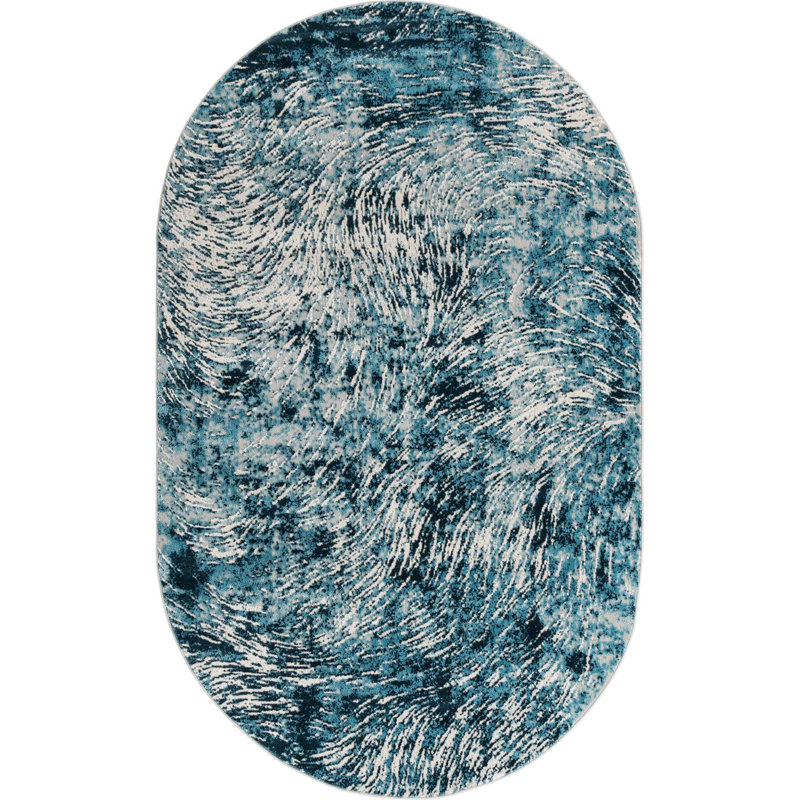 Tapis bleu Hartsville, Ovale 5 pi x 8 pi