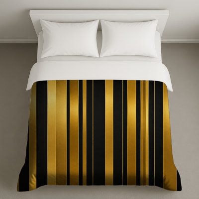 Housses de couette dorées à rayures noires