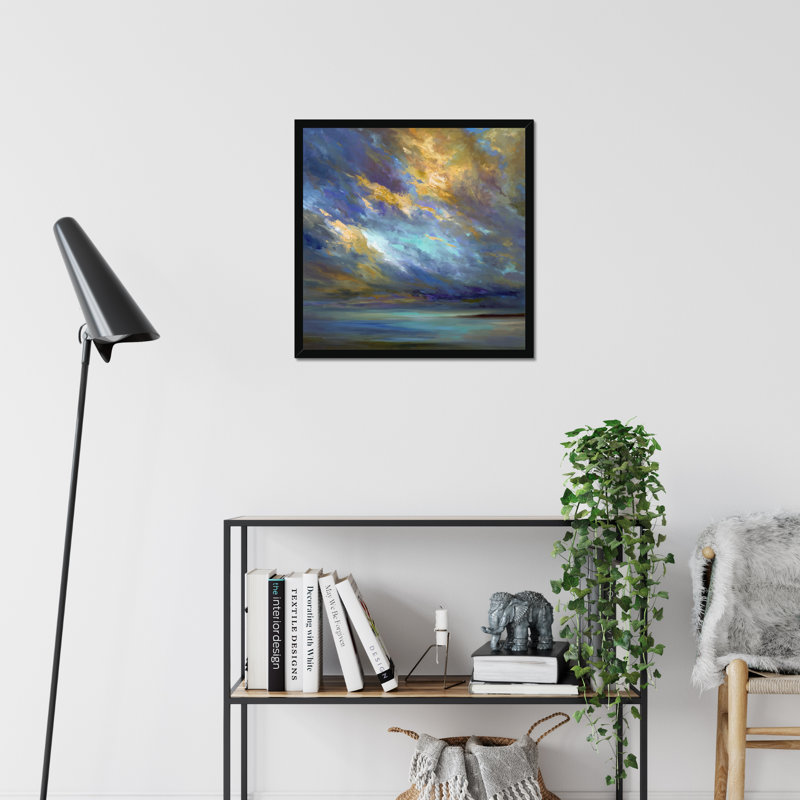 Coastal Clouds #30 by Sheila Finch - Painting, 55cm H x 55cm W x 2.3cm D, Black Framed Paper Print