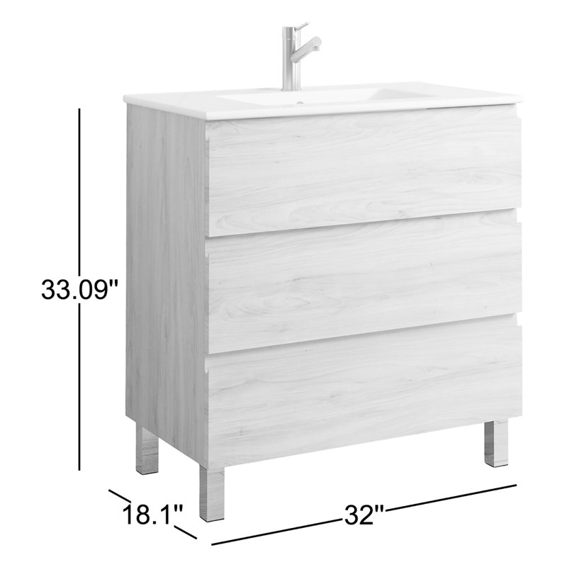 Bathroom Vanity Cabinet COSTA Collection by DAX, Glossy White