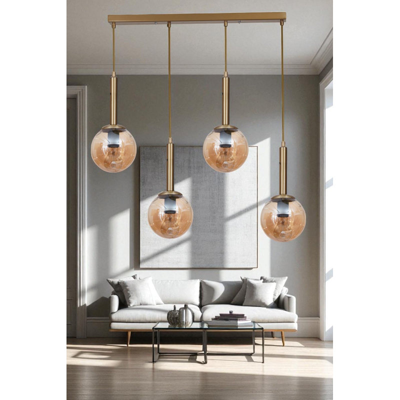Lustre, 4 étages, Quatre lumières, Miel / or