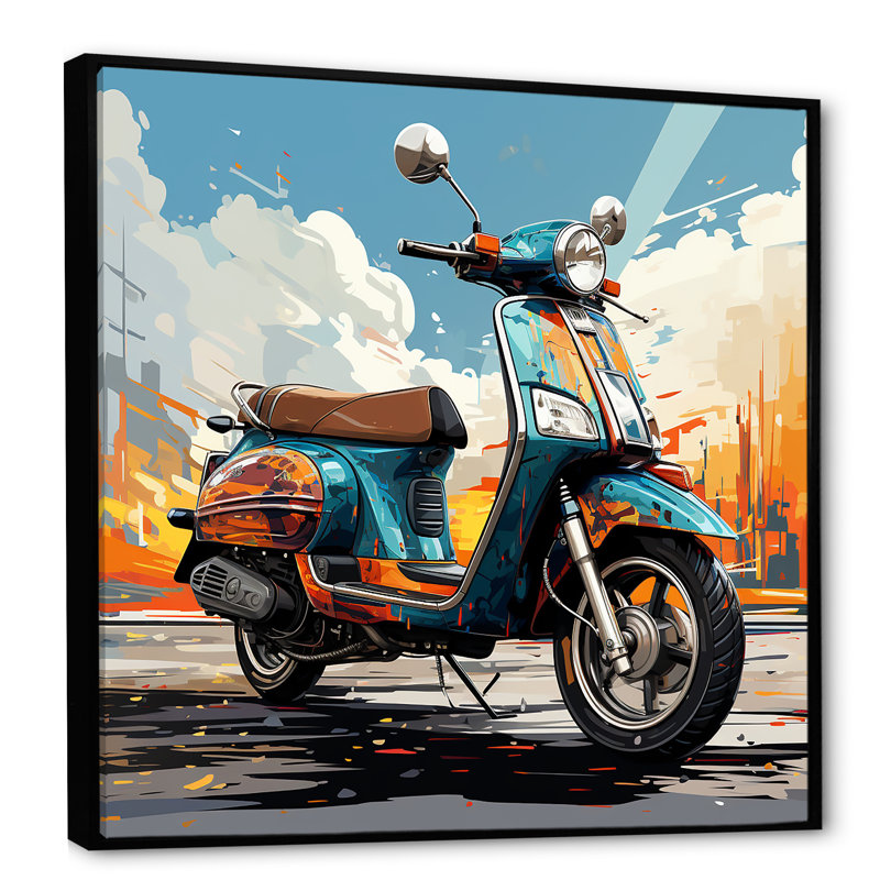 Edgy Scooter Odyssey - impressions sur toile, Cadre flottant noir, H 36 po x l 36 po x P 1,5 po