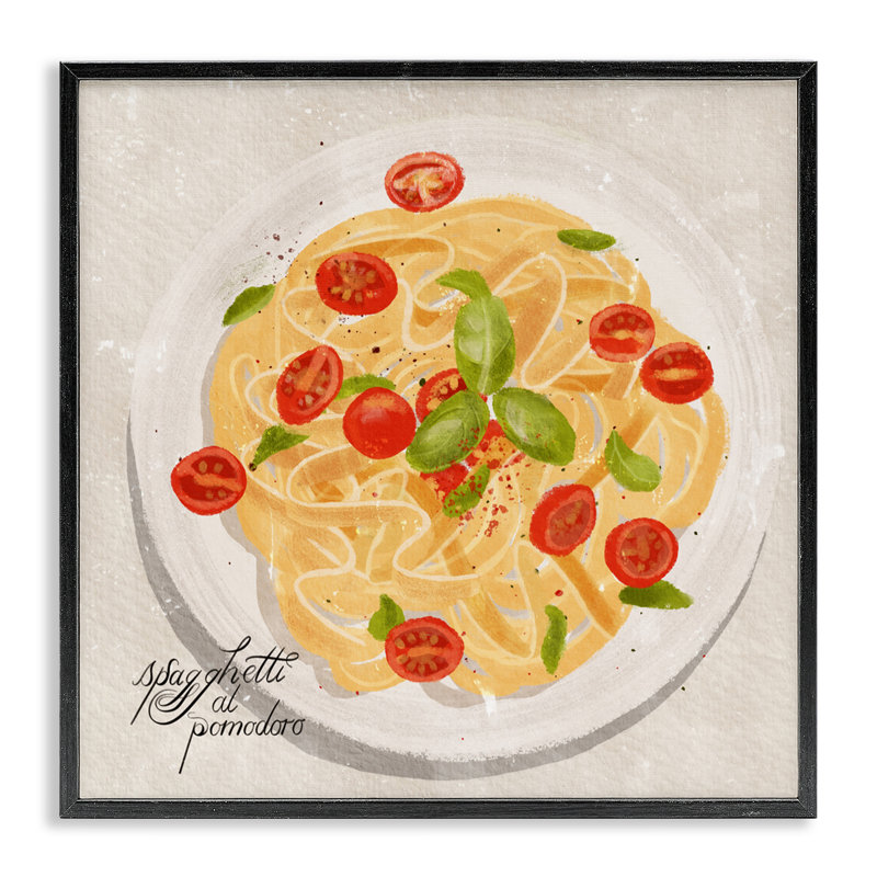 «Spaghetti Italian Italian», estampe numérique de Juliet Rose Philips, H 12 po x l 12 po, Giclée encadrée noir minuit