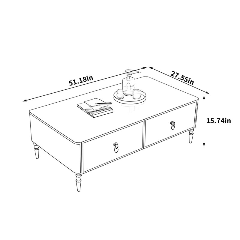 Table basse Modern, H 15,74 po x L 51,18 po x l 27,55 po, Gris