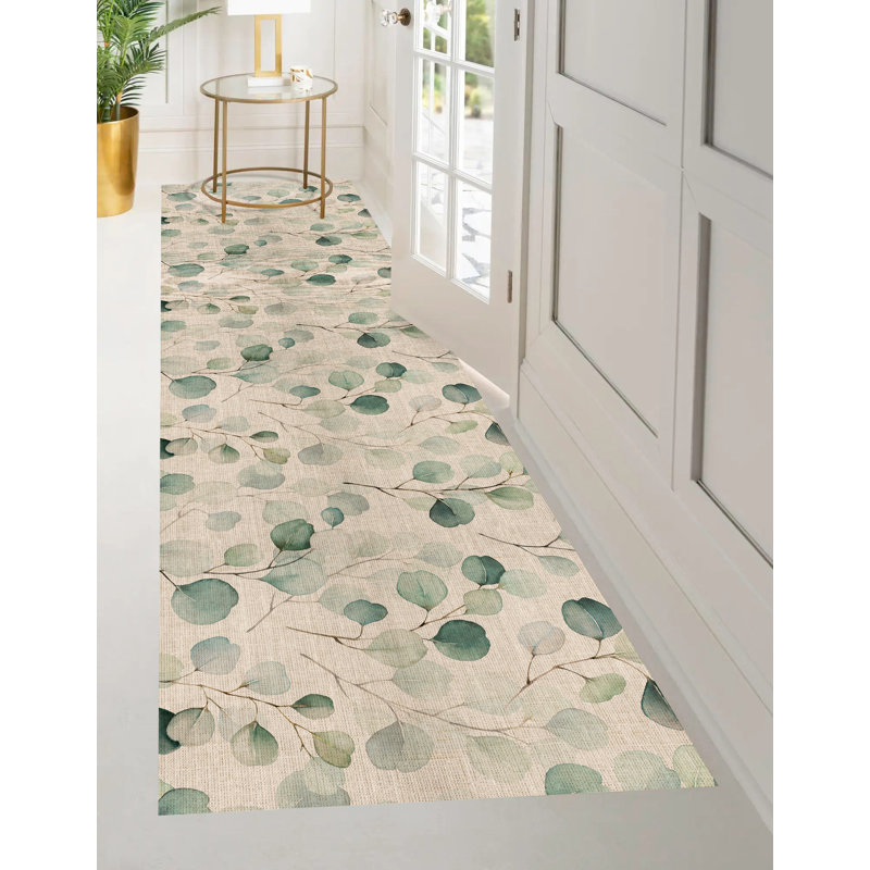 Burchett Vinyl Machine Printed Area Rug, Rectangle 2'7.5" x 9'10.1"