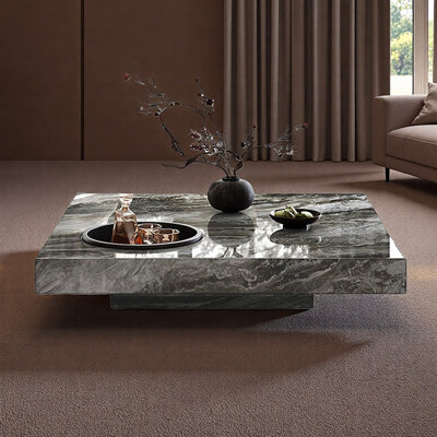 Minimalism Slate Coffee Table with Drawer & Tray