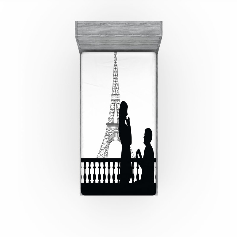 Drap-housse noir et blanc Ambesonne, Ensemble literie pour lit simple