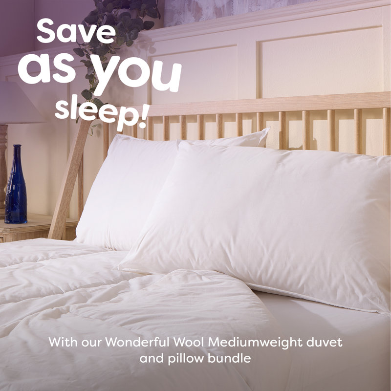 Slumberdown Wonderful Wool Mediumweight Duvet with 2 Medium Support Pillows, Single