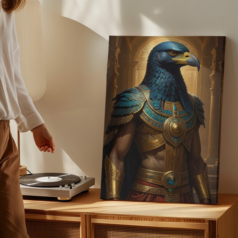 Toile, voici la description du produit et optimisation Seo pour votre divinité Horus, H 9 po x l 12 po