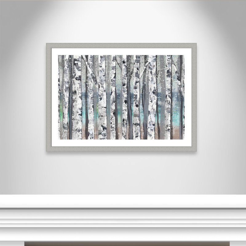 Addieville Birch Trees Gray' Framed Print