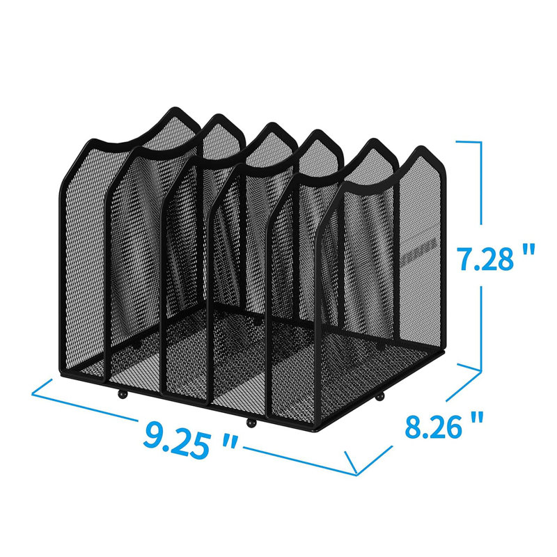 Black 2 Pack Mesh 5-Section Desktop File Sorters