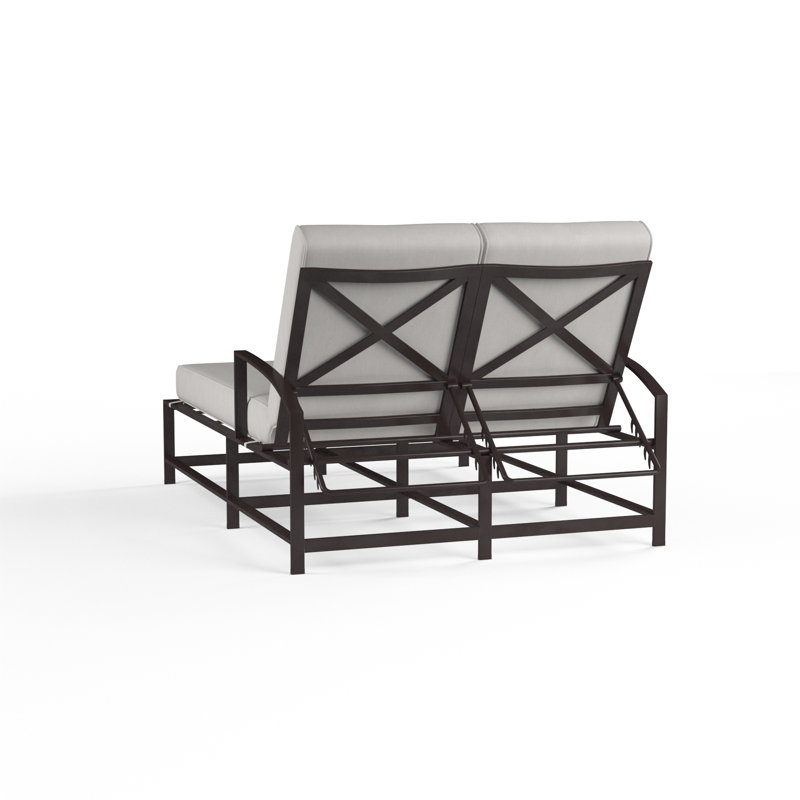 La Jolla Double Chaise Lounge with Cushion, Canvas Flax Sunbrella®