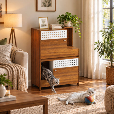 Table d'appoint cachée pour litière avec rangement