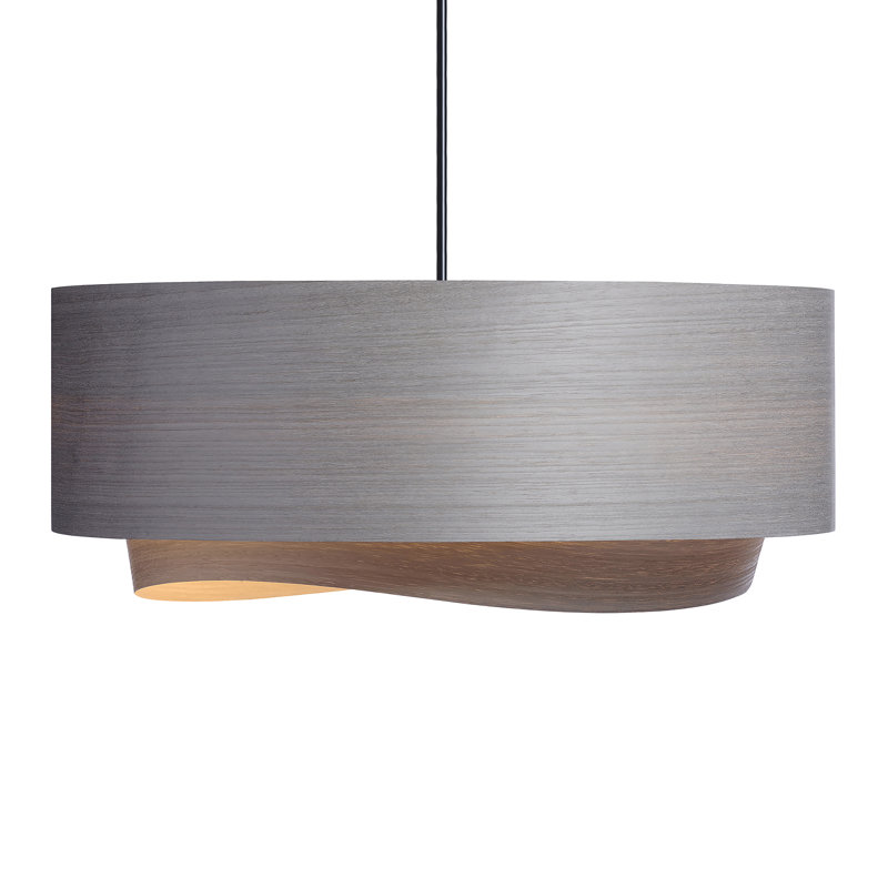 Half Bowen 17.5" Mid Century Modern Chandelier, Gray Tay, 13"H x 17.5"W x 17.5"D